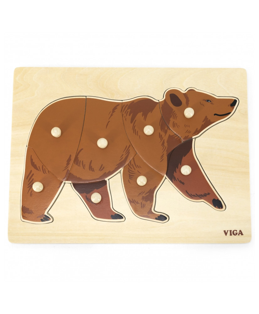 VIGA Wooden Puzzle Montessori Teddy Bear with Pins