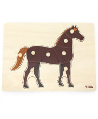 VIGA Drewniane Puzzle Montessori Koń z Pinezkami