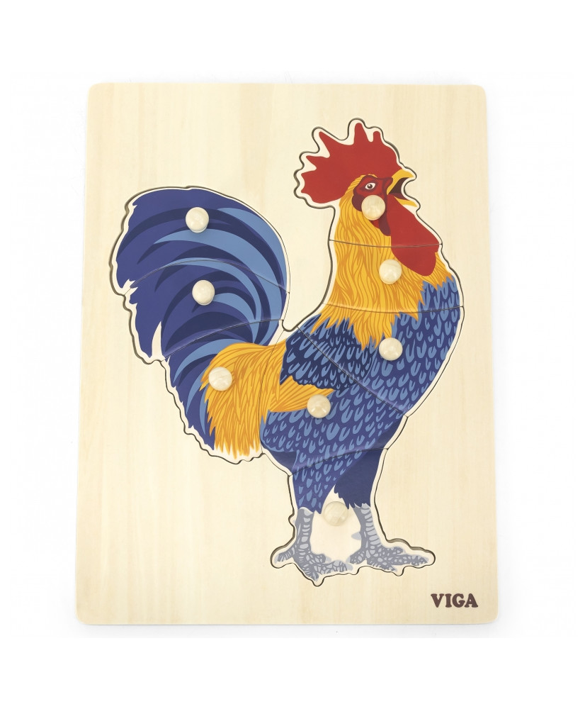 VIGA Wooden Puzzle Montessori Rooster with Pins