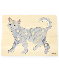 VIGA Wooden Puzzle Montessori Cat with Pins