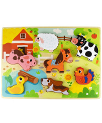 Tooky mänguasja puidust pusle Montessori loomad, mis sobivad kujunditega