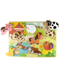 Tooky Rotaļlieta Koka Puzle Montessori Animals Farm Match Formas