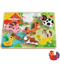 Tooky Rotaļlieta Koka Puzle Montessori Animals Farm Match Formas