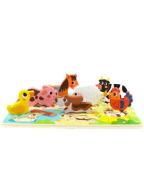 Tooky mänguasja puidust pusle Montessori loomad, mis sobivad kujunditega
