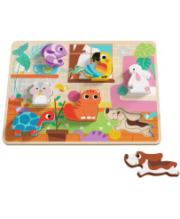 Tooky Toy Drevnija puzzle Montessori Zwierzątka Dom Dopasuj Kształty
