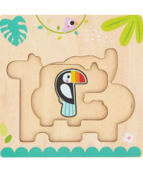 Tooky Toy Wooden Montessori Puzzle Multi-layer Board Forest Animals 7 pcs.