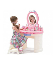 STEP2 Toaletka dla Dziewczynki z Lustrem z Oświetleniem Biało-różowa