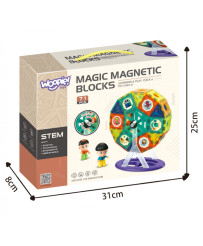 WOOPIE Magnetic Blocks Moving Carousel 2 Figures 71 pcs.