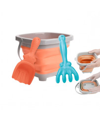 WOOPIE Folding Bucket Set with Rakes and Spatula, Orange