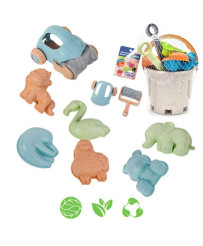WOOPIE GREEN Sand Set with Bucket and Toy Car 10 pcs. BIODEGRADABLE ORGANIC MATERIAL