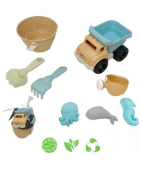 WOOPIE GREEN Sand Bucket Tipper Set 8 pcs. BIODEGRADABLE ORGANIC MATERIAL