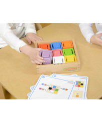Kolorowe Kubeczki I Klocki Kwadratowe Zabawka Drewniana Sorter Kolorów Masterkidz Montessori