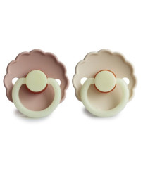 FRIGG Glow in the dark - Daisy latex pacifier 2-pack 0-6 months