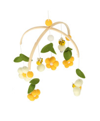 Carousel crib plush pendants flowers yellow