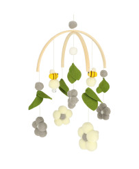 Carousel crib plush pendants flowers gray
