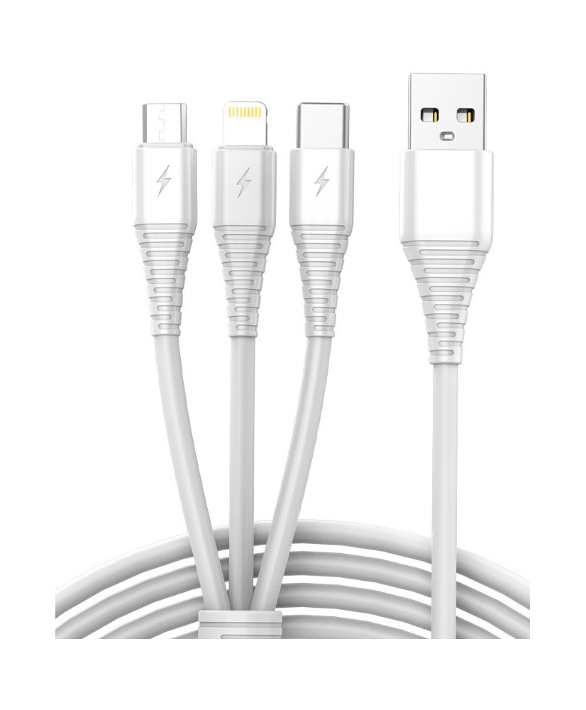 USB 3-in-1 micro USB, USB-C, lightning cable 1m white