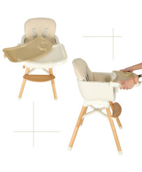 Feeding chair with footrest wooden legs color beige