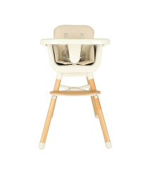 Feeding chair with footrest wooden legs color beige