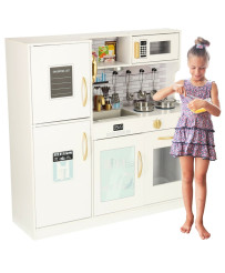 Wooden kitchen for children with refrigerator