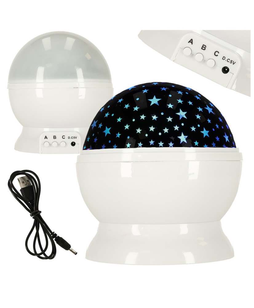 Star projector night light 2-in-1 USB white