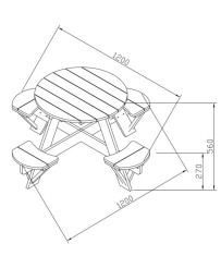 Axi koka piknika galds "Ufo" 4 sēdvietas