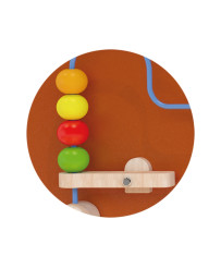 A wooden game with a crossbar and cogwheels Viga Toys Montessori school