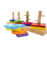 Drewniane klocki Viga Toys z sorterem kształtów Montessori