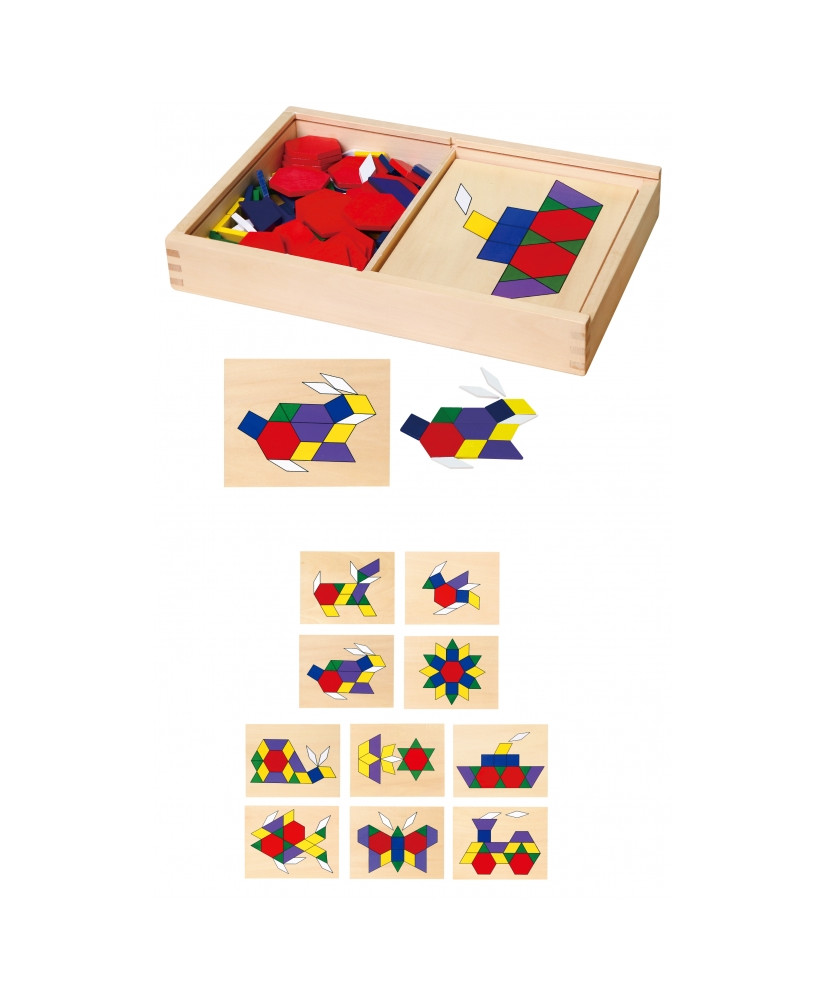 Wood geometric mosaic Viga Toys The blocks of Dionysus The logic puzzle 148 el Montessori