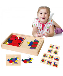 Wood geometric mosaic Viga Toys The blocks of Dionysus The logic puzzle 148 el Montessori