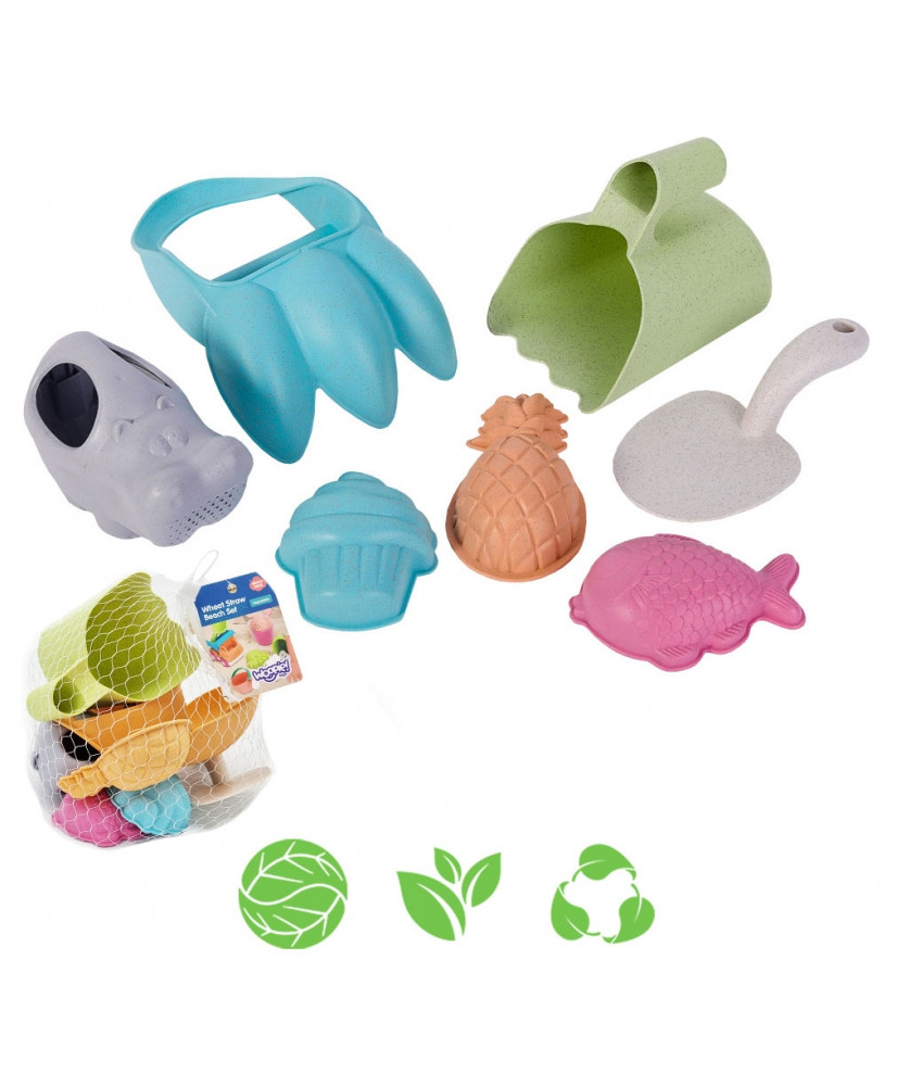 WOOPIE GREEN Sand Set with Claws 7 pcs. BIODEGRADABLE ORGANIC MATERIAL