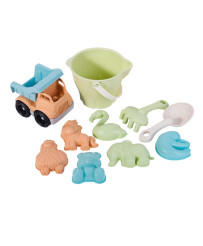 WOOPIE GREEN Sand Bucket Set with Car 11 pcs. BIODEGRADABLE ORGANIC MATERIAL