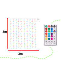 Lights Led Curtain Wedding Decoration 3x3m 200LED USB + remote control 16 colors with memory