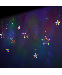 LED zvaigžņu aizkaru apgaismojums 2,5 m 138LED daudzkrāsains