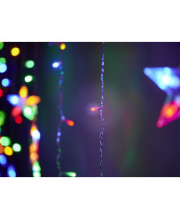 LED zvaigžņu aizkaru apgaismojums 2,5 m 138LED daudzkrāsains