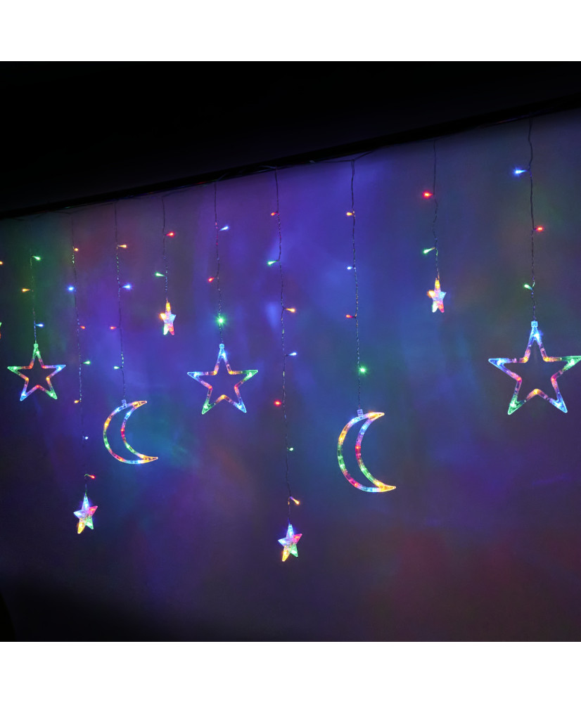 LED moon curtain lights stars 2,5m 138LED multicolor