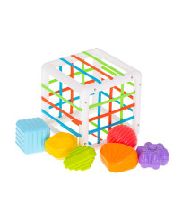 Flexible cube sorter toy plug-in square