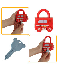 Educational game puzzle car blocks padlocks sensory toy Montessori