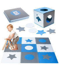 Foam puzzle children's mat 180x180cm 9 pieces gray-blue