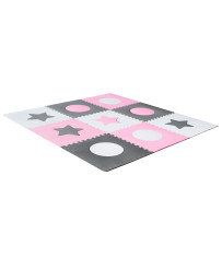 Foam puzzle children's mat 180x180cm 9 pieces gray-pink