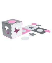 Foam puzzle children's mat 180x180cm 9 pieces gray-pink
