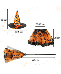 Costume witch witch costume 3 elements orange