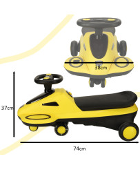 Gravity ride glowing LED wheels with music playing scooter 74cm yellow-black max 100kg