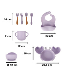 Silicone dishes for kids crab set of 9 items purple