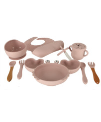 Silicone dishes for kids crab set of 9 items pink