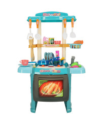 Children's plastic kitchen with light and faucet blue