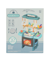 Children's plastic kitchen with light and faucet blue
