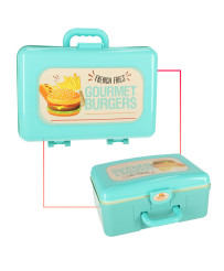 Children's kitchen in a suitcase fast food hamburger set ice cream fries 55cm