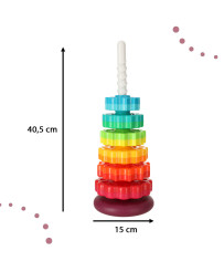 Rainbow tower pyramid pinwheel spiral for stacking