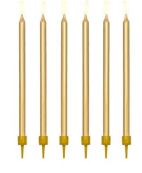 Birthday candles plain gold 12 pieces 12.5cm