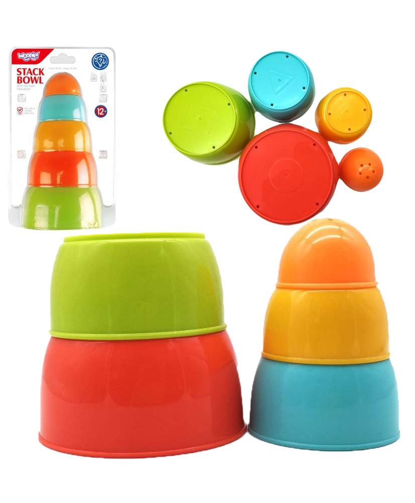 WOOPIE BABY Sensory Toy Pyramid Colorful Cups 5 pcs.